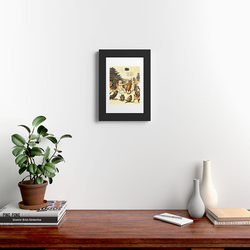 Christmas Party Cats' by Louis Wain Vintage Cat Art Framed Art Print