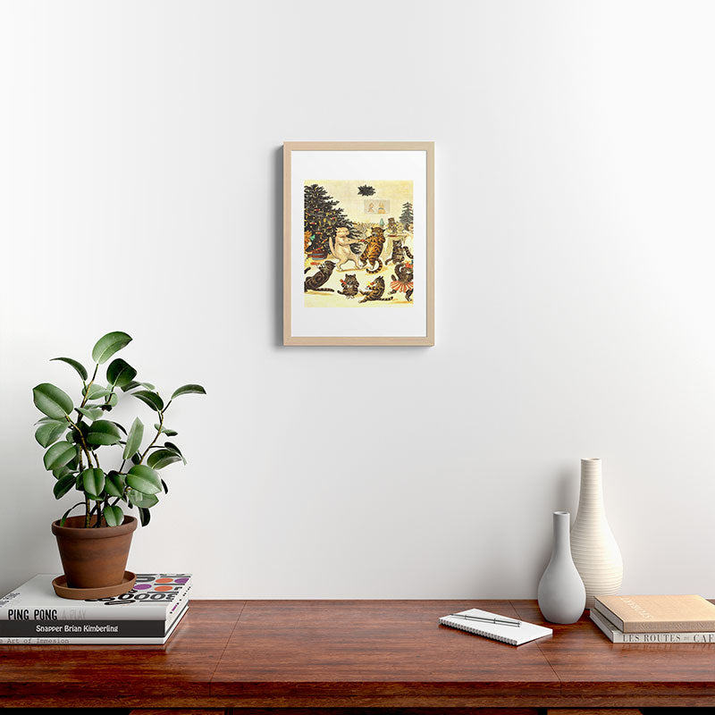 Christmas Party Cats' by Louis Wain Vintage Cat Art Framed Art Print