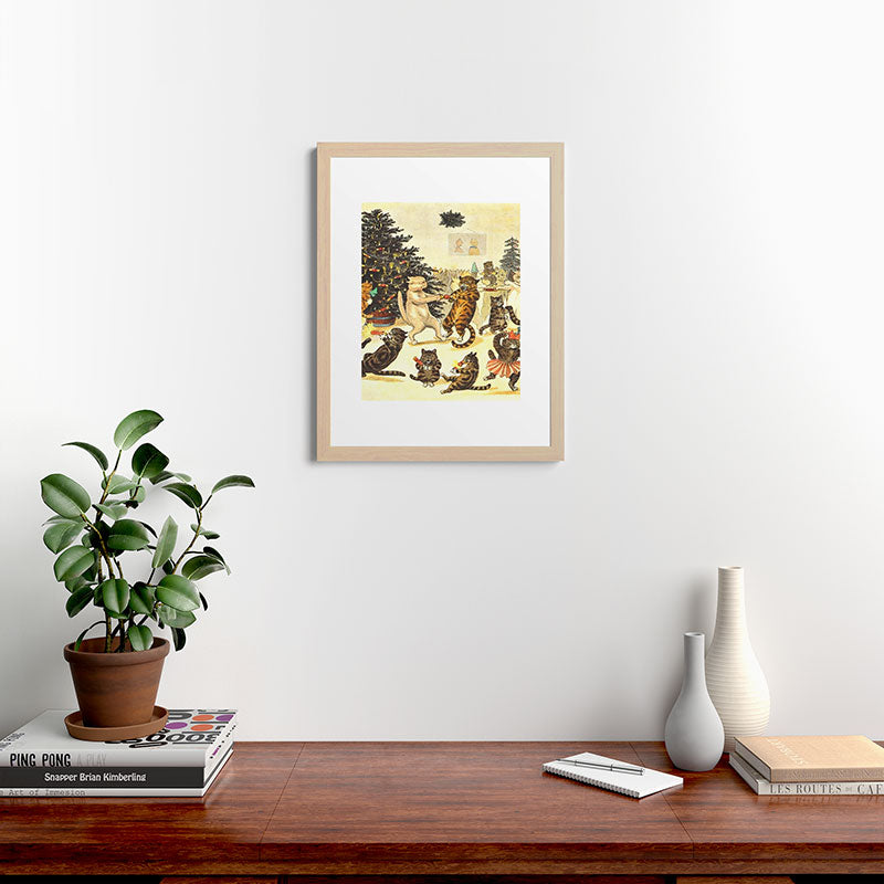 Christmas Party Cats' by Louis Wain Vintage Cat Art Framed Art Print