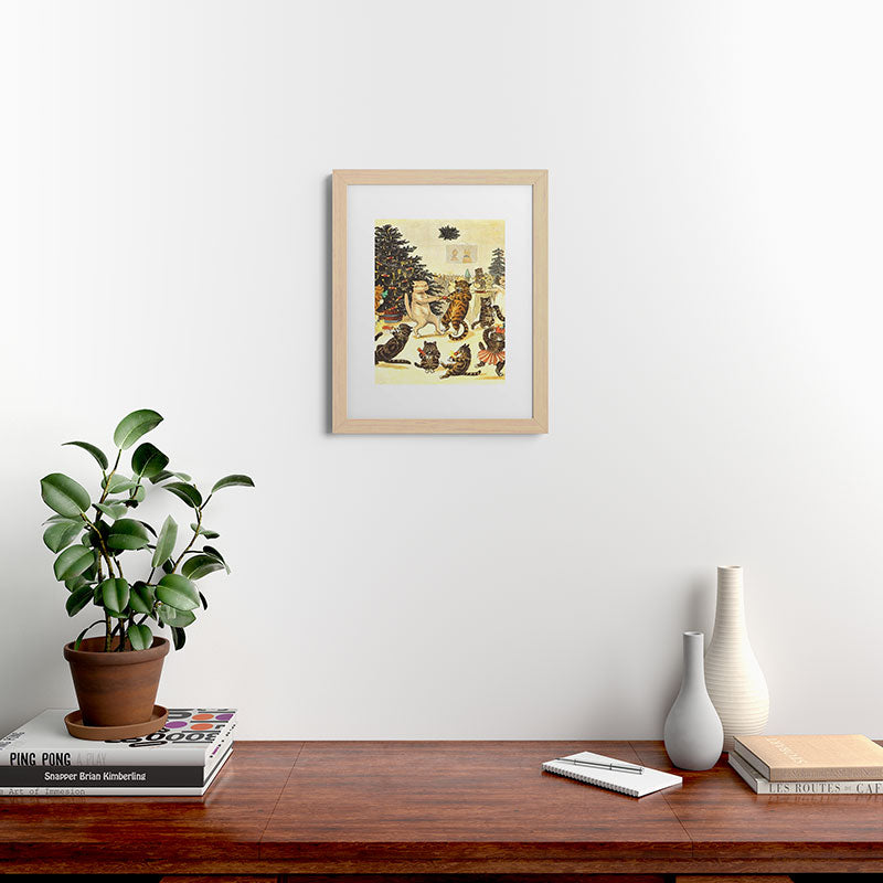 Christmas Party Cats' by Louis Wain Vintage Cat Art Framed Art Print
