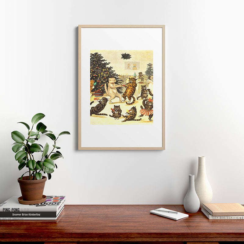 Christmas Party Cats' by Louis Wain Vintage Cat Art Framed Art Print