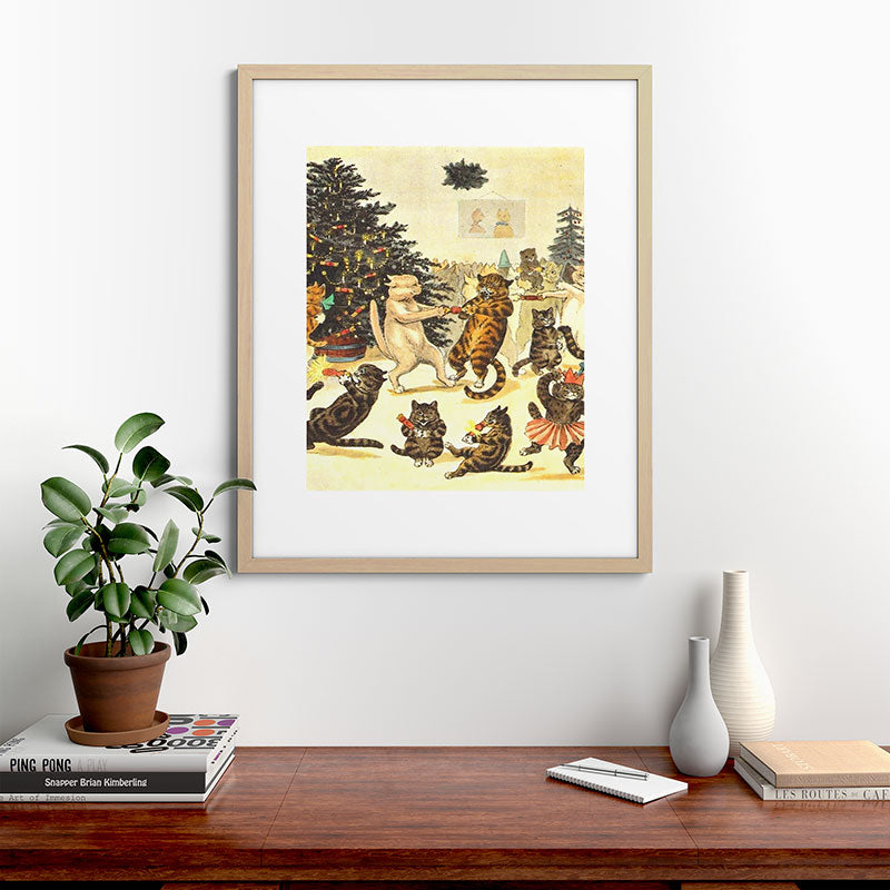 Christmas Party Cats' by Louis Wain Vintage Cat Art Framed Art Print