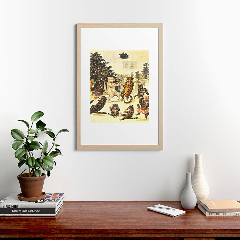 Christmas Party Cats' by Louis Wain Vintage Cat Art Framed Art Print
