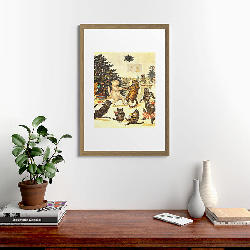 Christmas Party Cats' by Louis Wain Vintage Cat Art Framed Art Print
