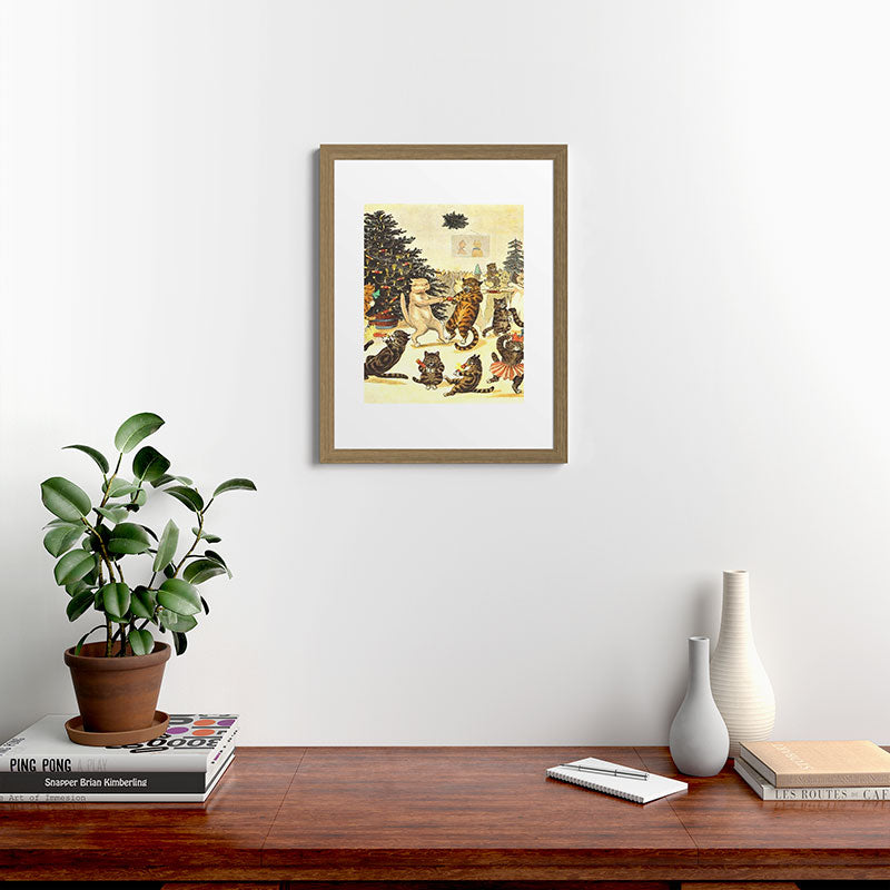 Christmas Party Cats' by Louis Wain Vintage Cat Art Framed Art Print