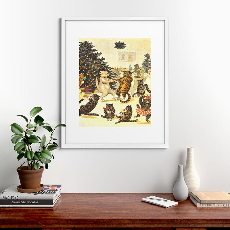 Christmas Party Cats' by Louis Wain Vintage Cat Art Framed Art Print