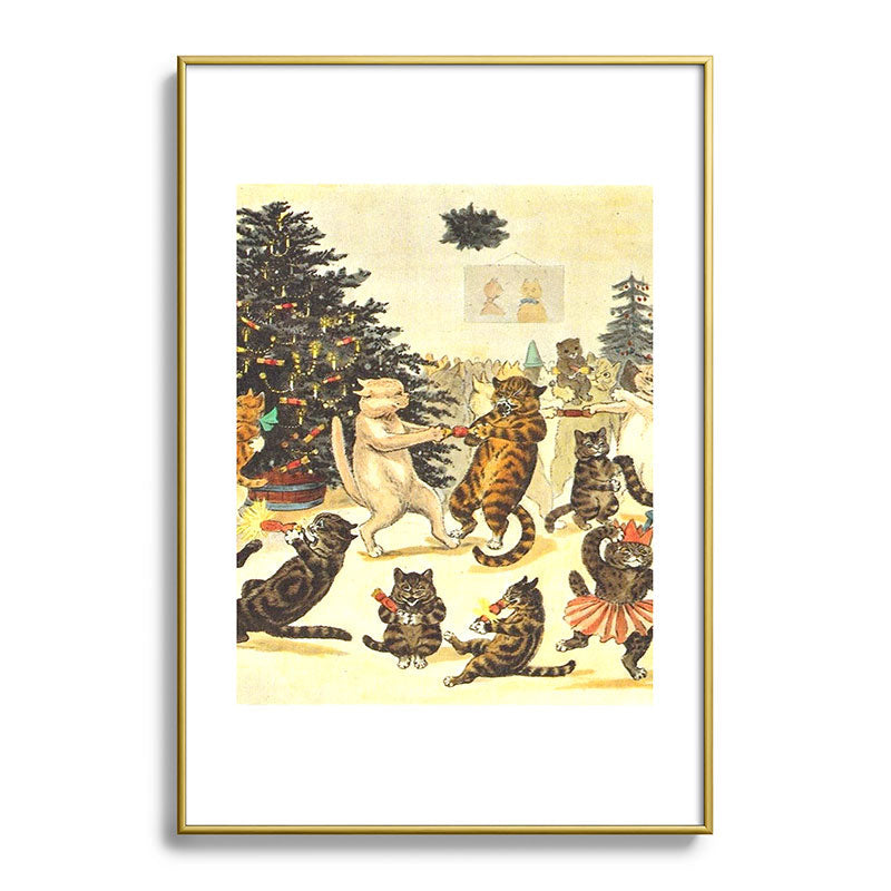 Christmas Party Cats' by Louis Wain Vintage Cat Art Framed Art Print