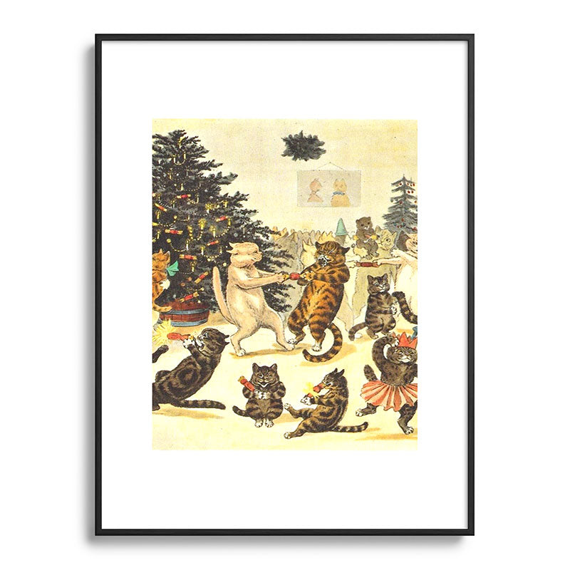 Christmas Party Cats' by Louis Wain Vintage Cat Art Framed Art Print