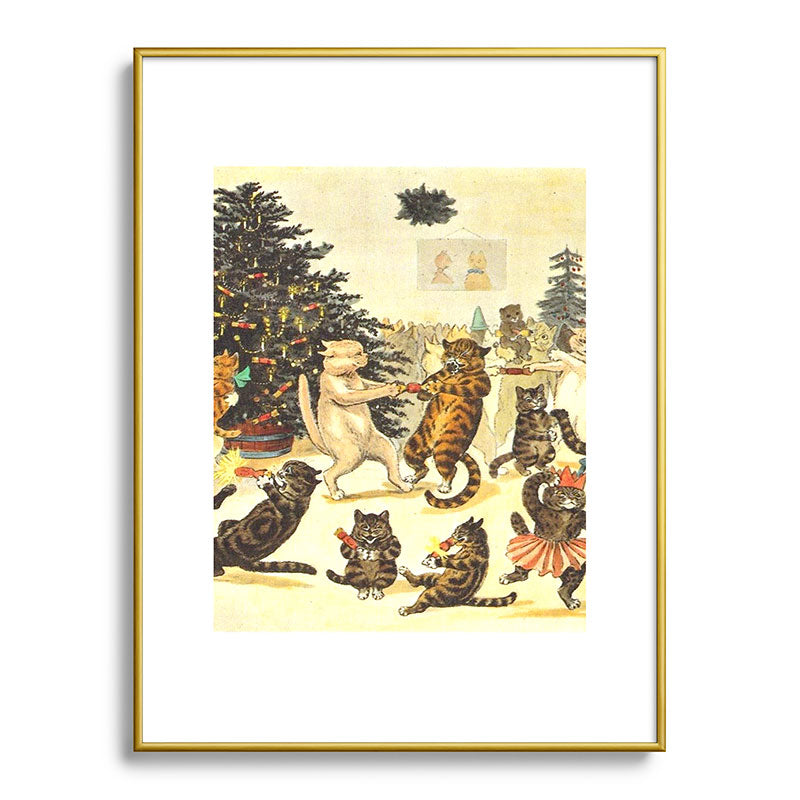 Christmas Party Cats' by Louis Wain Vintage Cat Art Framed Art Print