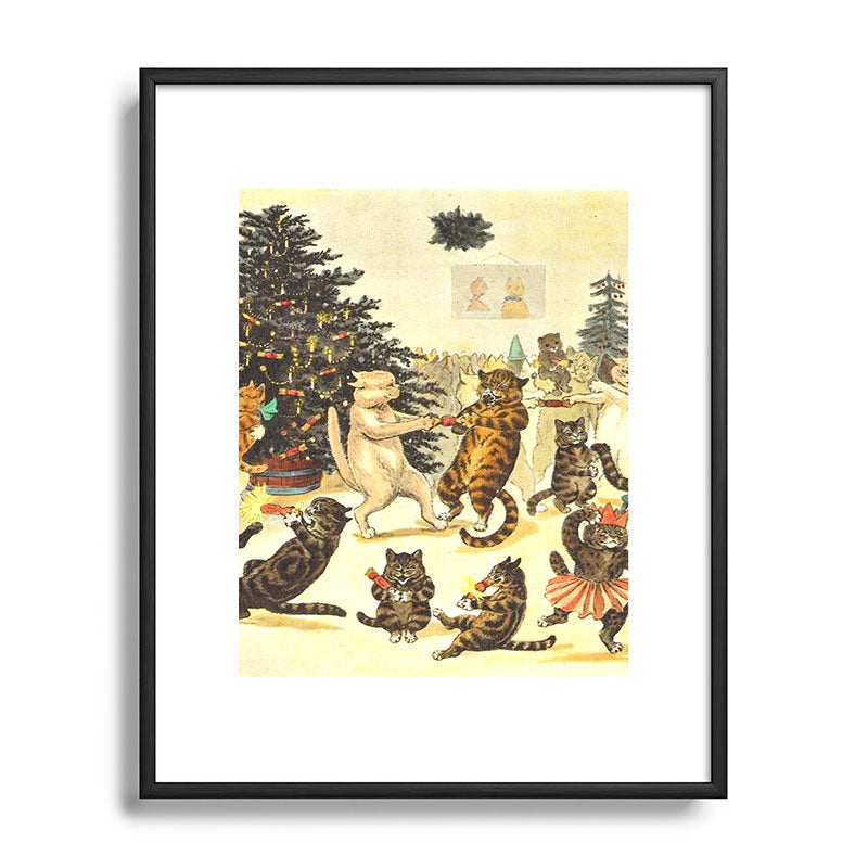 Christmas Party Cats' by Louis Wain Vintage Cat Art Framed Art Print