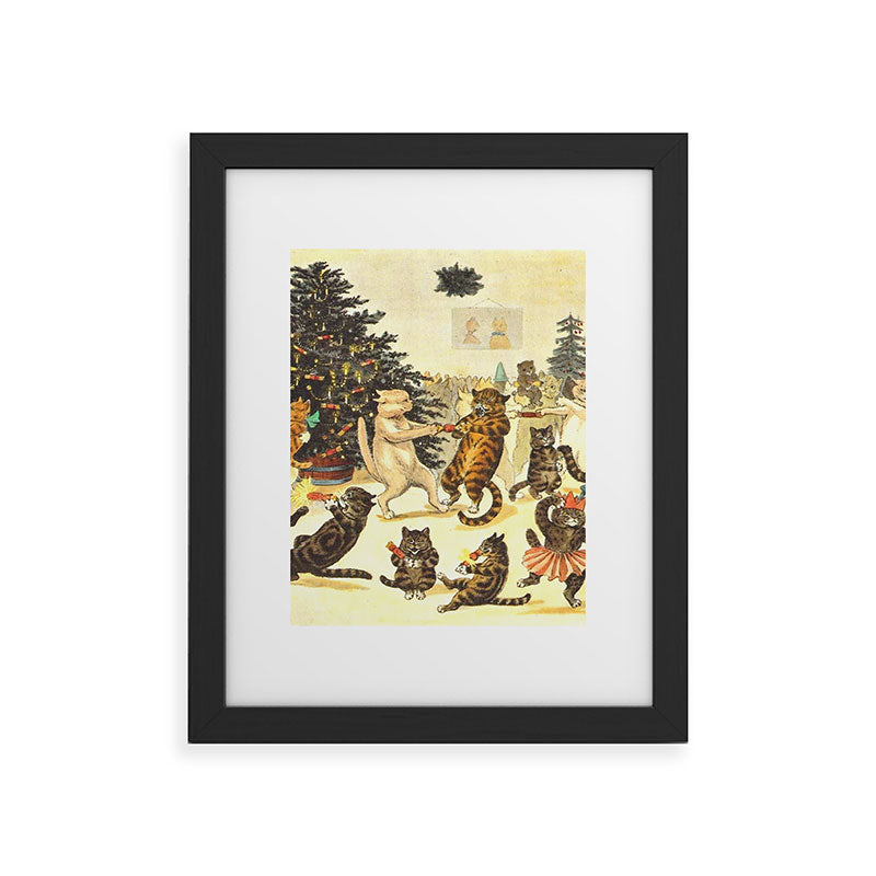 Christmas Party Cats' by Louis Wain Vintage Cat Art Framed Art Print
