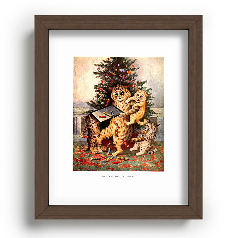 Christmas Time In Catland' Louis Wain Vintage Cat Framed Art Print