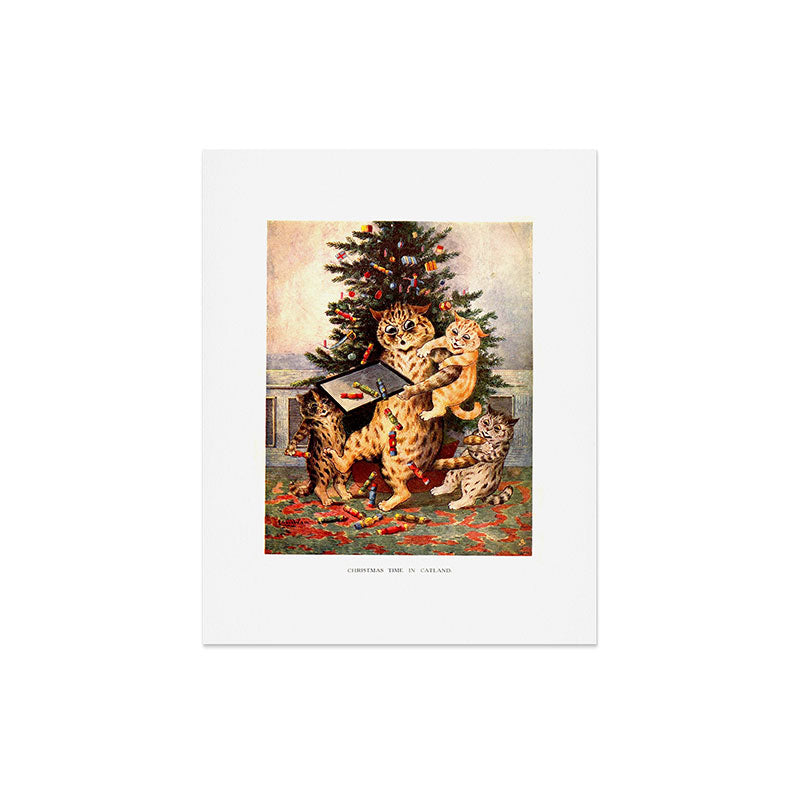 Christmas Time In Catland' Louis Wain Vintage Cat Art Print