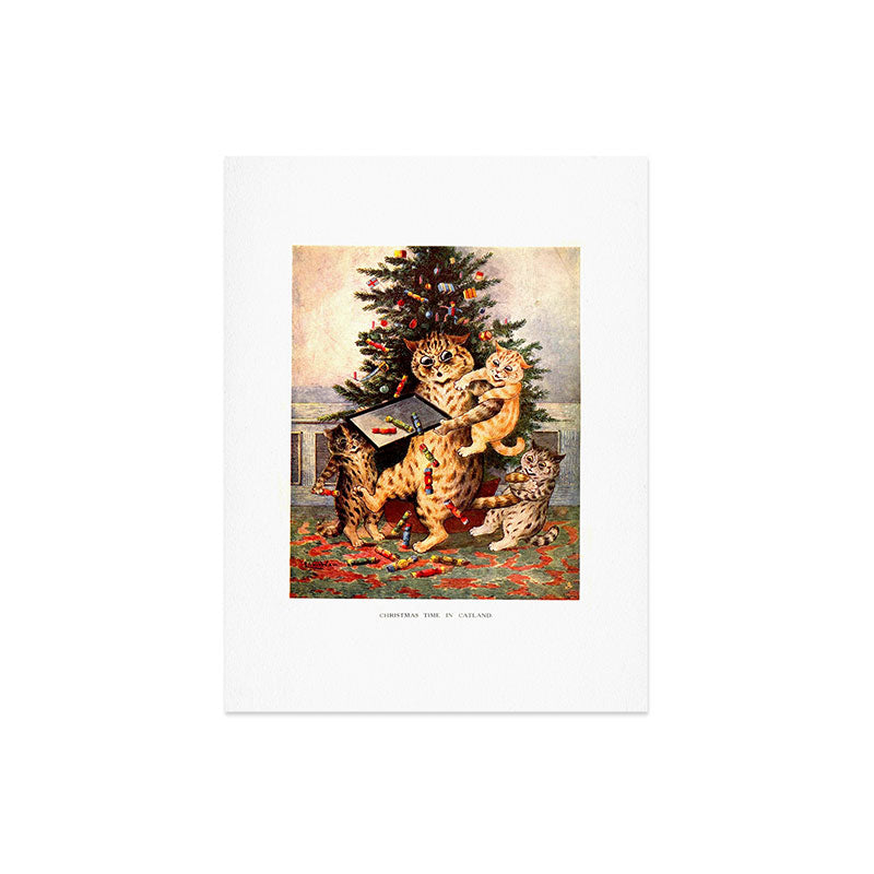 Christmas Time In Catland' Louis Wain Vintage Cat Art Print