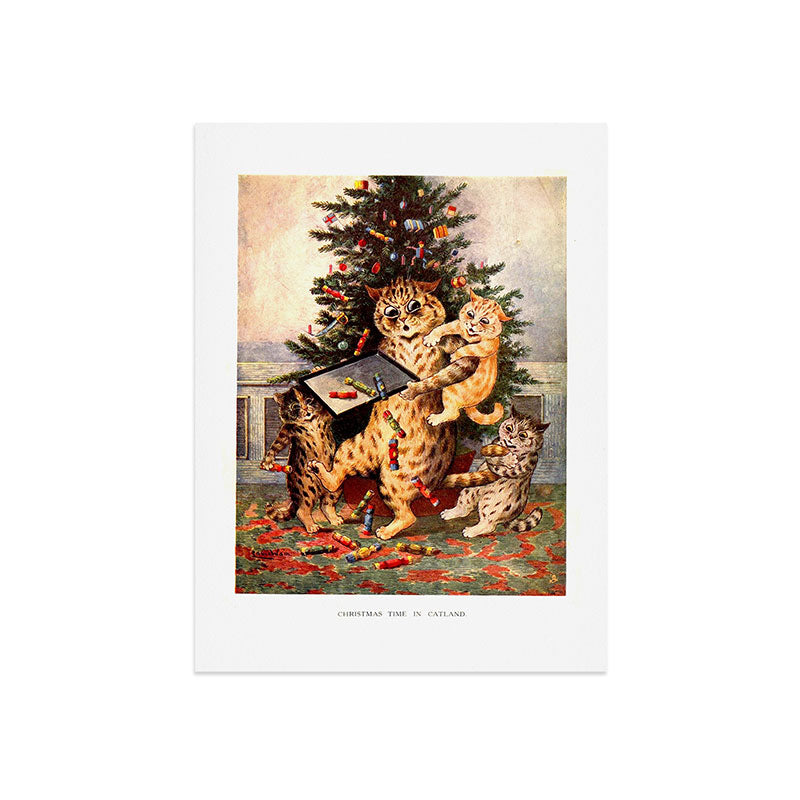 Christmas Time In Catland' Louis Wain Vintage Cat Art Print