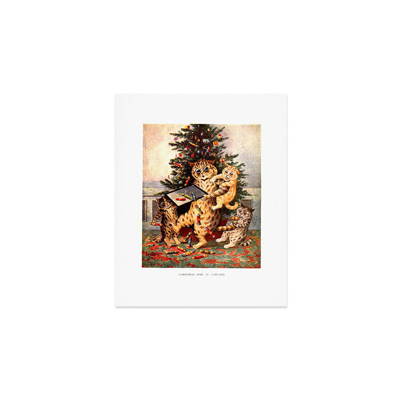 Christmas Time In Catland' Louis Wain Vintage Cat Art Print