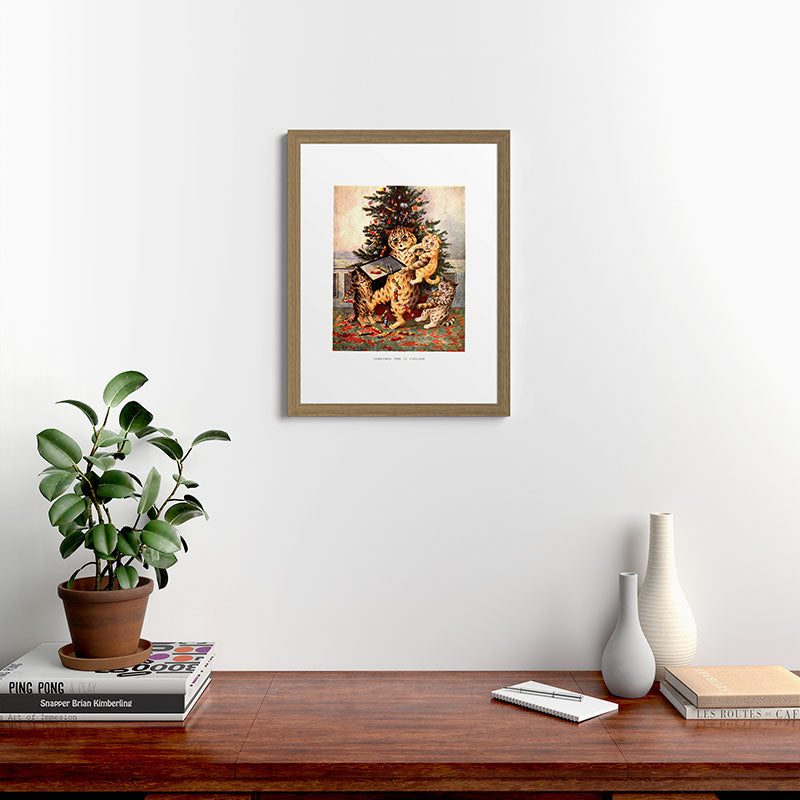 Christmas Time In Catland' Louis Wain Vintage Cat Framed Art Print