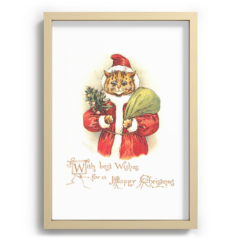 Father Christmas Cat' by Louis Wain Framed Art Print