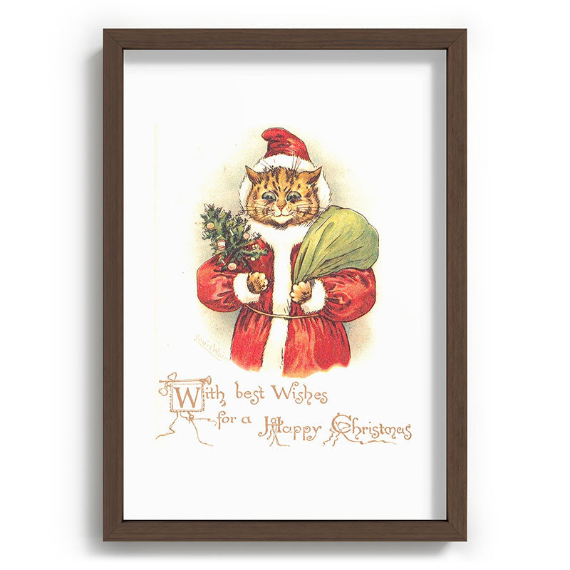 Father Christmas Cat' by Louis Wain Framed Art Print