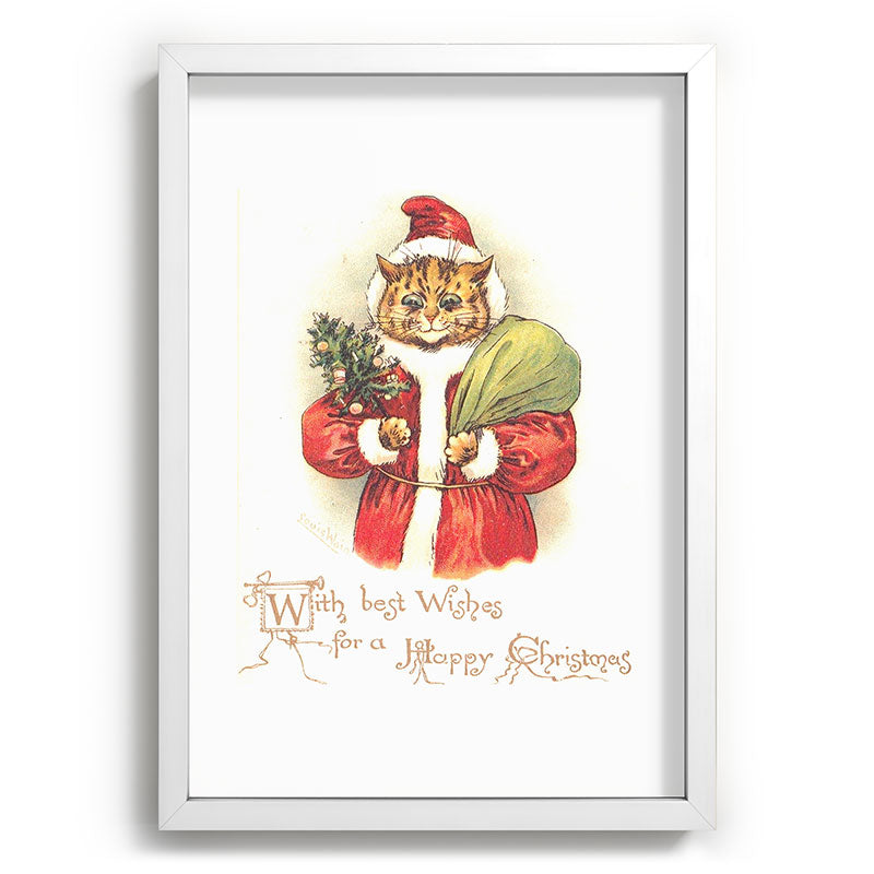 Father Christmas Cat' by Louis Wain Framed Art Print