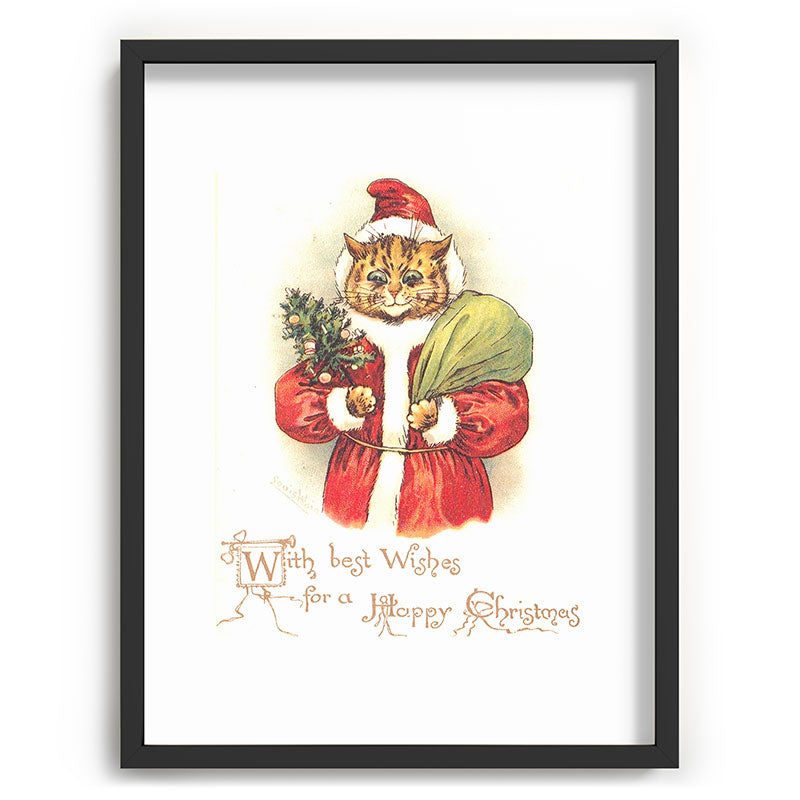 Father Christmas Cat' by Louis Wain Framed Art Print