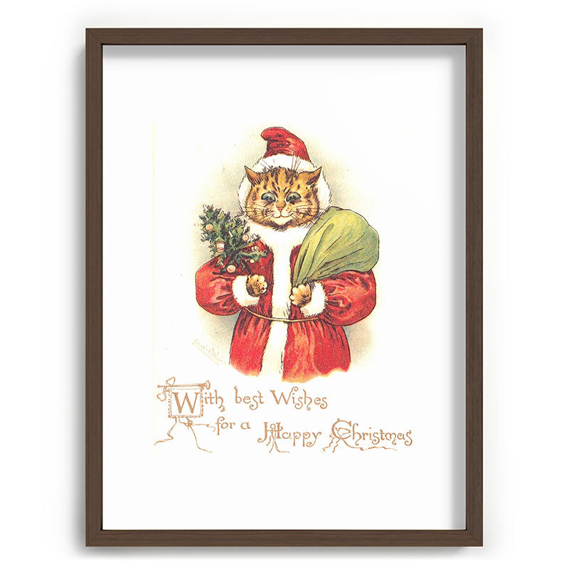 Father Christmas Cat' by Louis Wain Framed Art Print