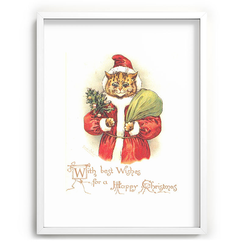Father Christmas Cat' by Louis Wain Framed Art Print