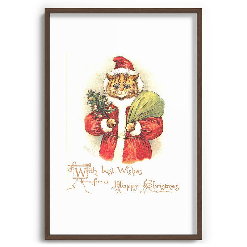 Father Christmas Cat' by Louis Wain Framed Art Print