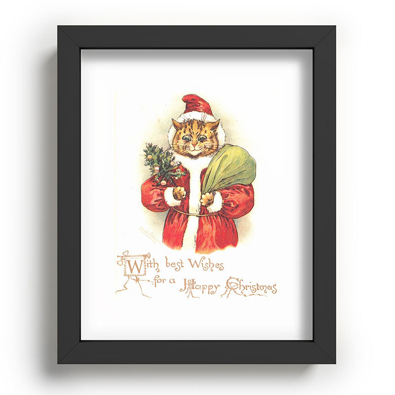 Father Christmas Cat' by Louis Wain Framed Art Print