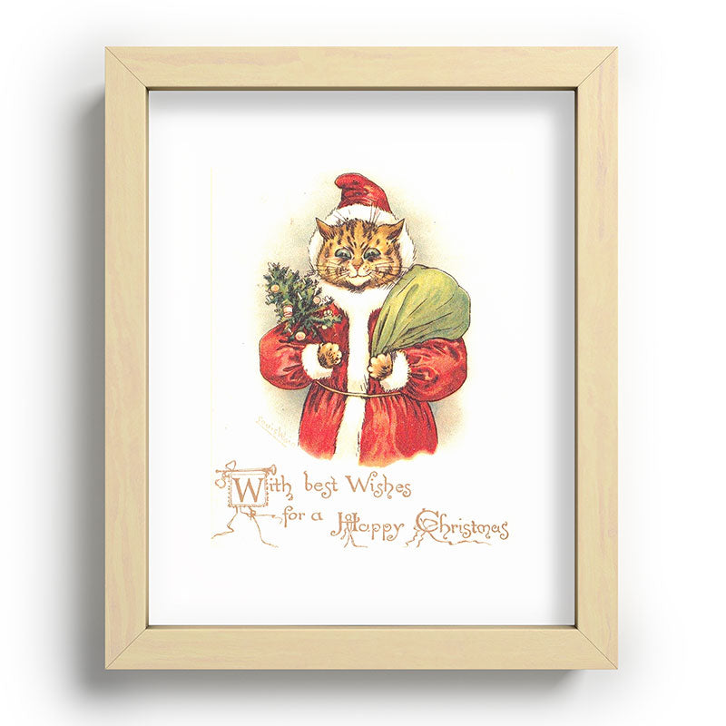 Father Christmas Cat' by Louis Wain Framed Art Print
