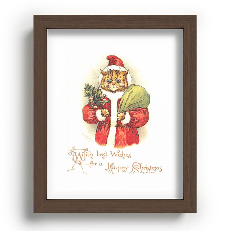 Father Christmas Cat' by Louis Wain Framed Art Print