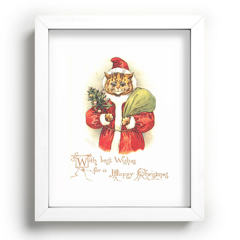 Father Christmas Cat' by Louis Wain Framed Art Print