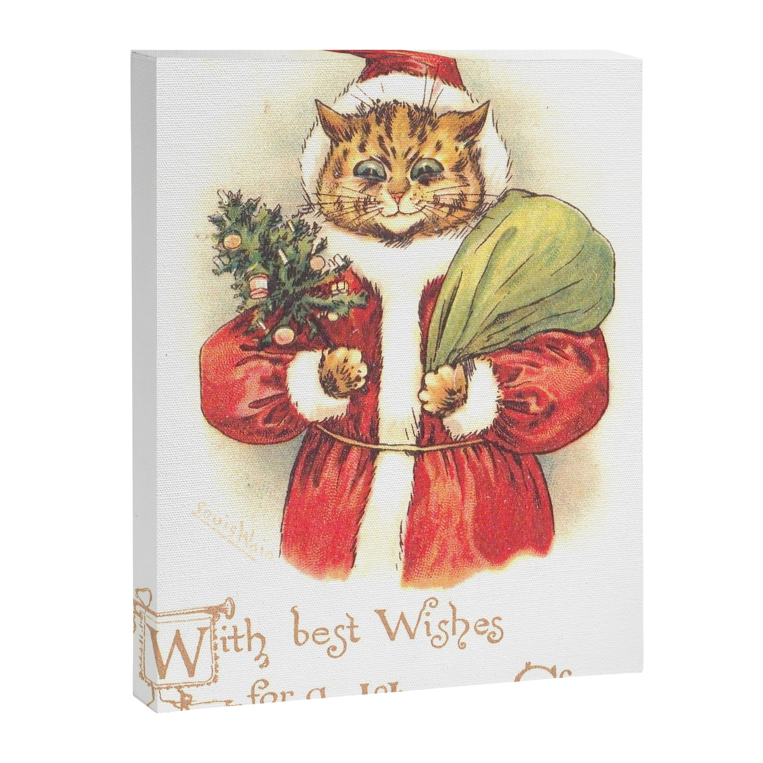 Father Christmas Cat' by Louis Wain Canvas Print