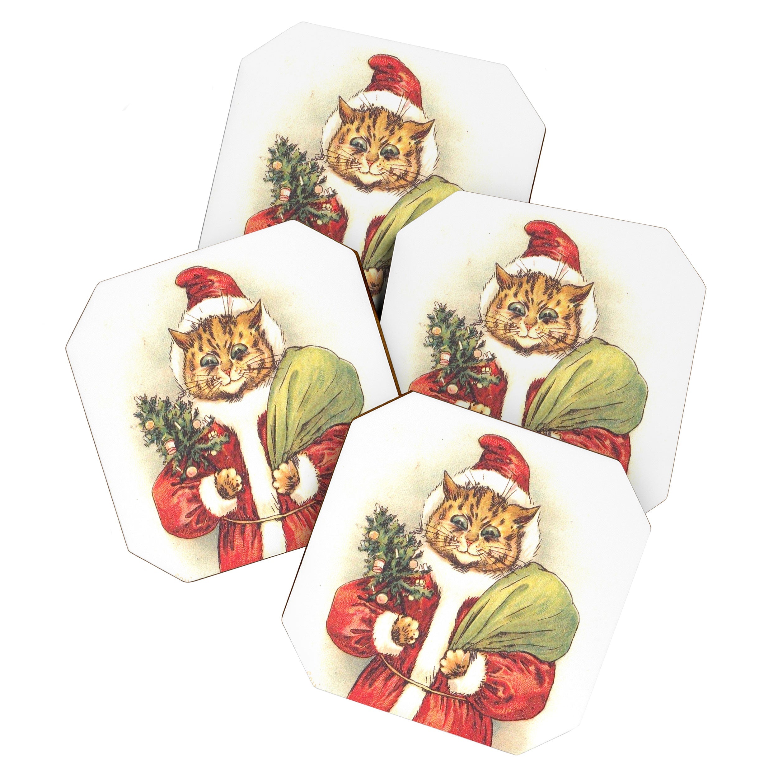 Father Christmas Cat' by Louis Wain Coaster