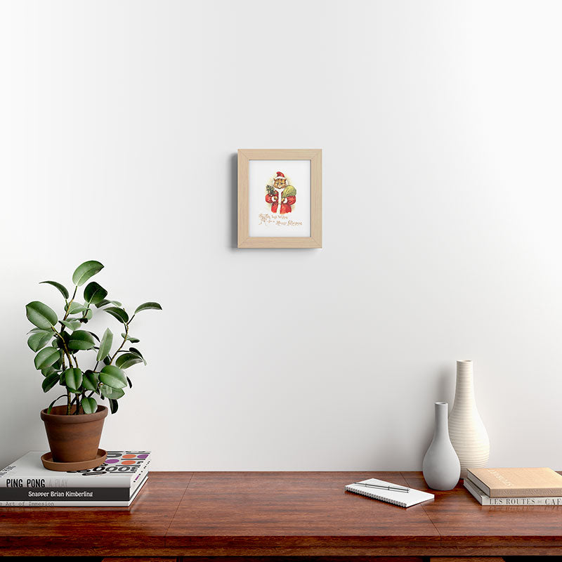 Father Christmas Cat' by Louis Wain Framed Art Print