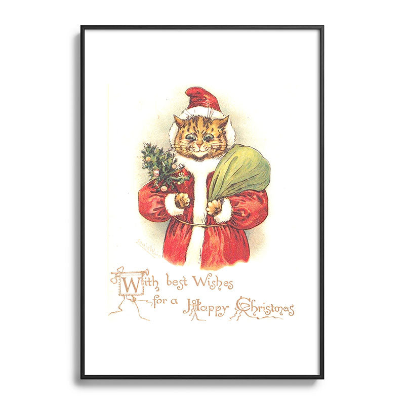 Father Christmas Cat' by Louis Wain Framed Art Print