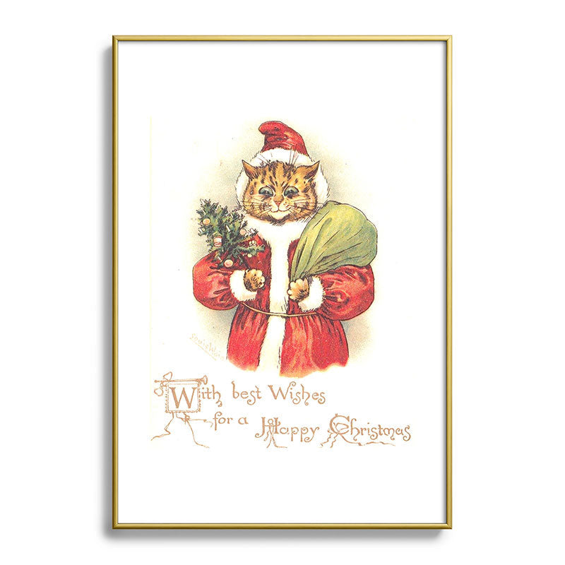 Father Christmas Cat' by Louis Wain Framed Art Print