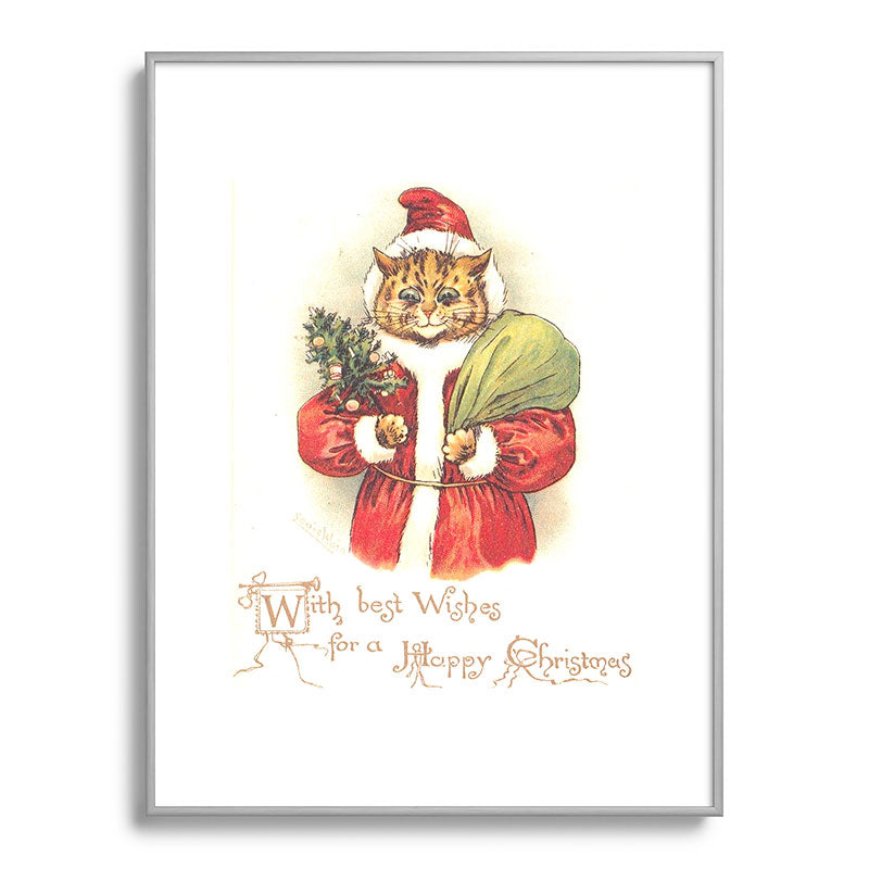 Father Christmas Cat' by Louis Wain Framed Art Print