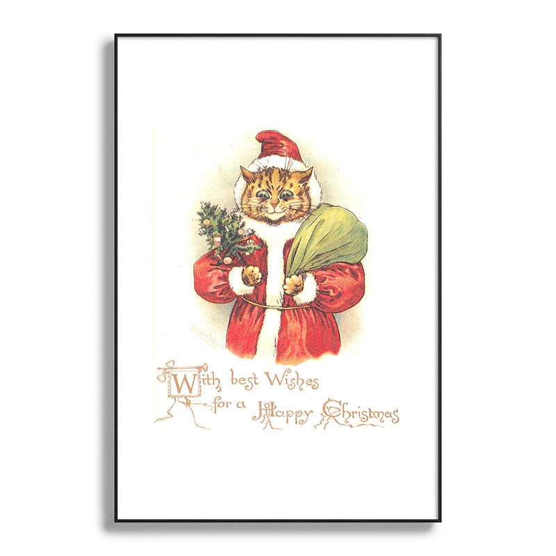 Father Christmas Cat' by Louis Wain Framed Art Print