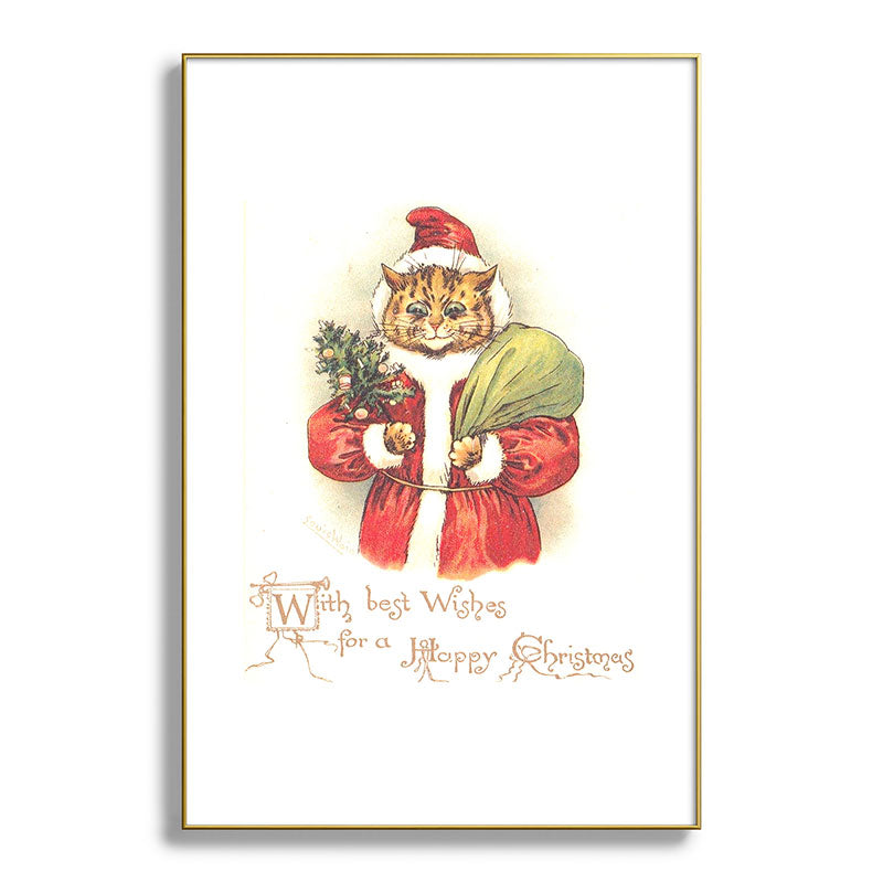 Father Christmas Cat' by Louis Wain Framed Art Print