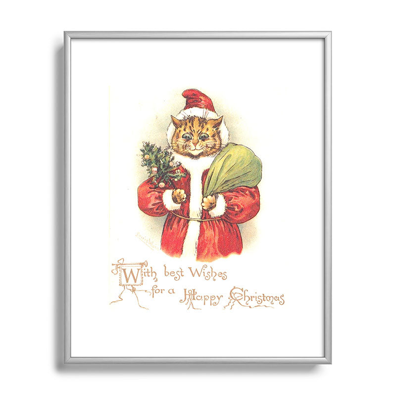 Father Christmas Cat' by Louis Wain Framed Art Print