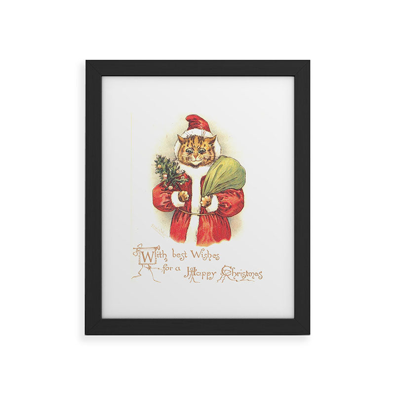 Father Christmas Cat' by Louis Wain Framed Art Print