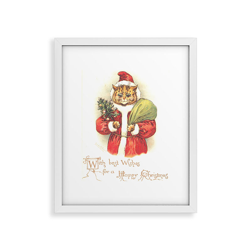 Father Christmas Cat' by Louis Wain Framed Art Print