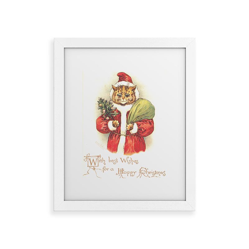 Father Christmas Cat' by Louis Wain Framed Art Print