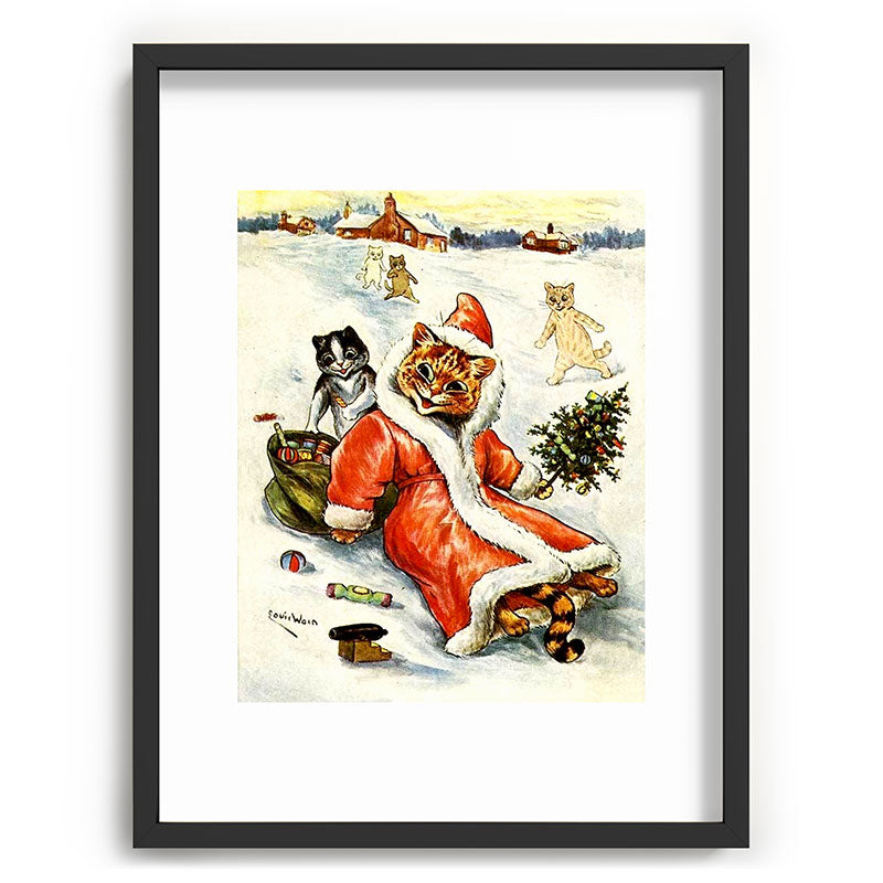 To Wish You A Merry Christmas' by Louis Wain Framed Art Print