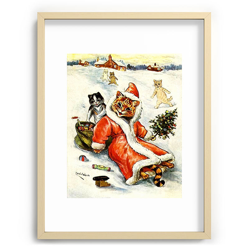 To Wish You A Merry Christmas' by Louis Wain Framed Art Print