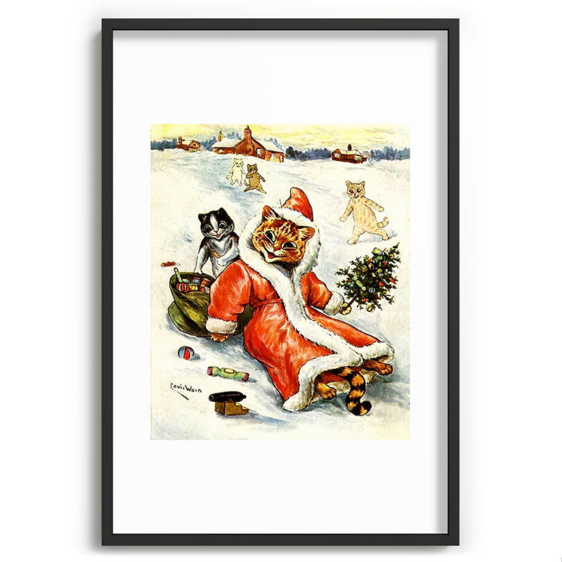 To Wish You A Merry Christmas' by Louis Wain Framed Art Print