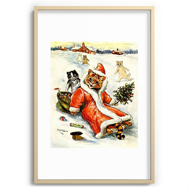 To Wish You A Merry Christmas' by Louis Wain Framed Art Print