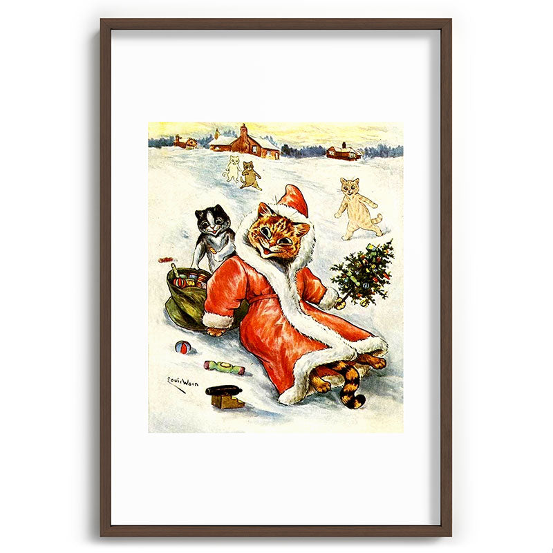 To Wish You A Merry Christmas' by Louis Wain Framed Art Print