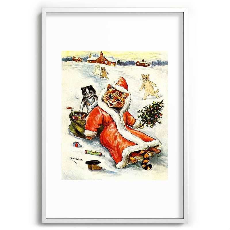 To Wish You A Merry Christmas' by Louis Wain Framed Art Print